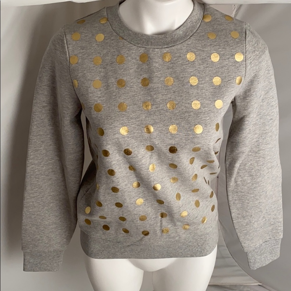 Kate Spade Saturday heather gray gold dot perfect crew neck sweatshirt xs